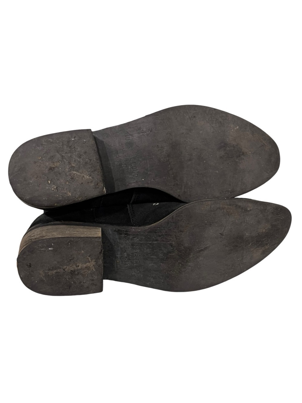 Musse & Cloud Ginger Black Suede Western Style Aztec-Stitch Ankle Booties 38 - Picture 6 of 10